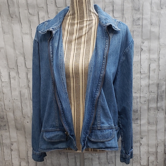 CJ Banks Women's Lightweight Blue Denim Zipper Jacket, Size 2X - Picture 2 of 12